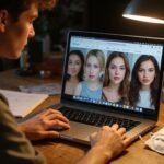 Gratis Trans Webcamsex: Live Chat met Shemales en Trannies Een man kijkt naar trans webcamsex