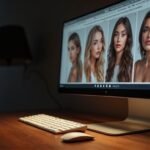 Shemale sexcontact in Oost-Vlaanderen: ontmoet geile shemales voor hete dates! Een bureau met een computer toont profielen van transgender vrouwen