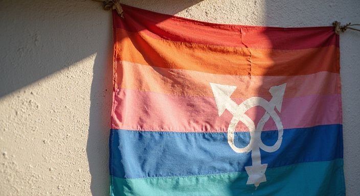 Een muur met kleurrijke LGBTQ+-symbolen en vlaggen die saamhorigheid uitdrukt. Een muur met kleurrijke LGBTQ+-symbolen en vlaggen die saamhorigheid uitdrukt.