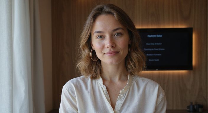 Een ontspannen transgender vrouw in een moderne, professionele omgeving. Een ontspannen transgender vrouw in een moderne, professionele omgeving.