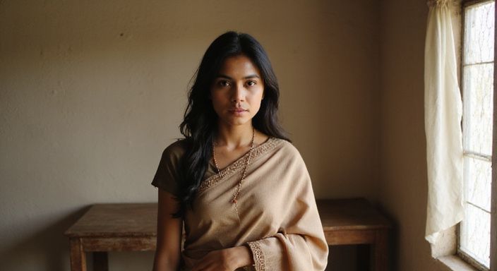 Een jonge transgender vrouw in traditionele sari, met een zelfverzekerde uitstraling. Een jonge transgender vrouw in traditionele sari, met een zelfverzekerde uitstraling.