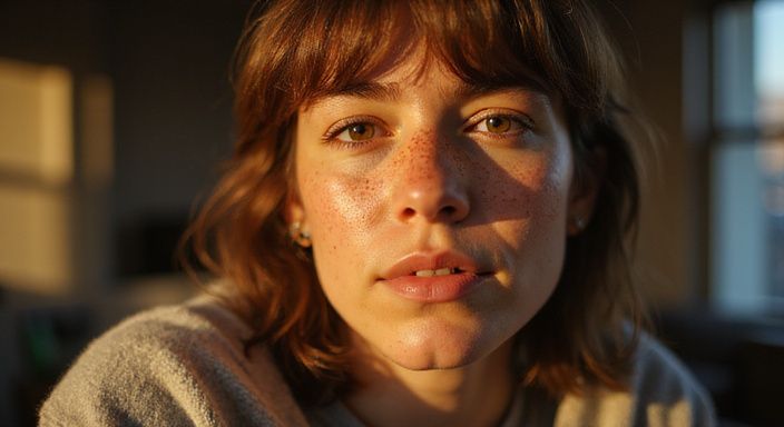 Een ontspannen individu met authentieke huidtextuur en natuurlijke expressie. Een ontspannen individu met authentieke huidtextuur en natuurlijke expressie en transgender sexcontact in Gelderland wil.