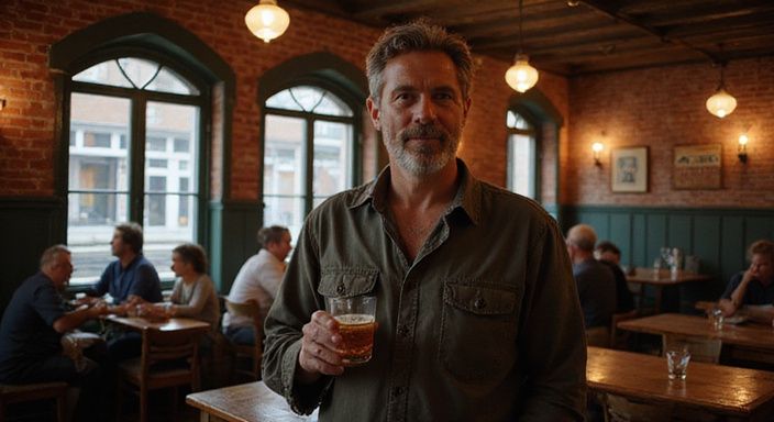 Een middeljarige man in een intieme bar in Culemborg. Een middeljarige man in een intieme bar in Culemborg.