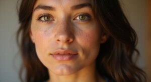 Een realistisch portret van een persoon met natuurlijke huidtextuur en emotie