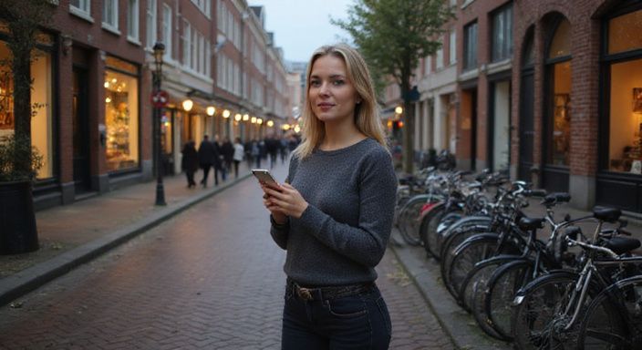 Een vrouw in sportieve kleding staat bij een café in Amsterdam. Een vrouw in sportieve kleding staat bij een café in Amsterdam en wil transgender sexcontact in Gelderland.