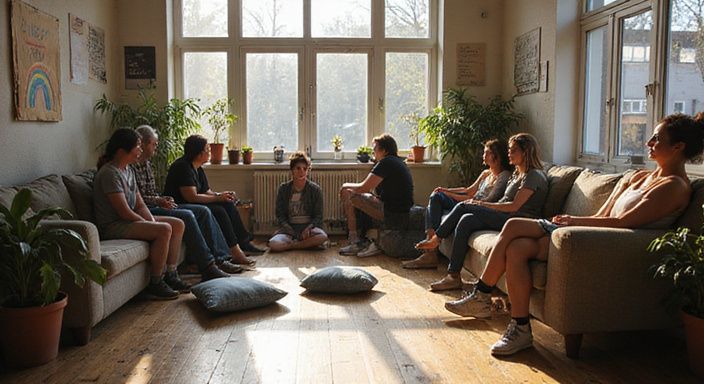 Een intieme gemeenschap bijeenkomst met diverse mensen in Utrecht.